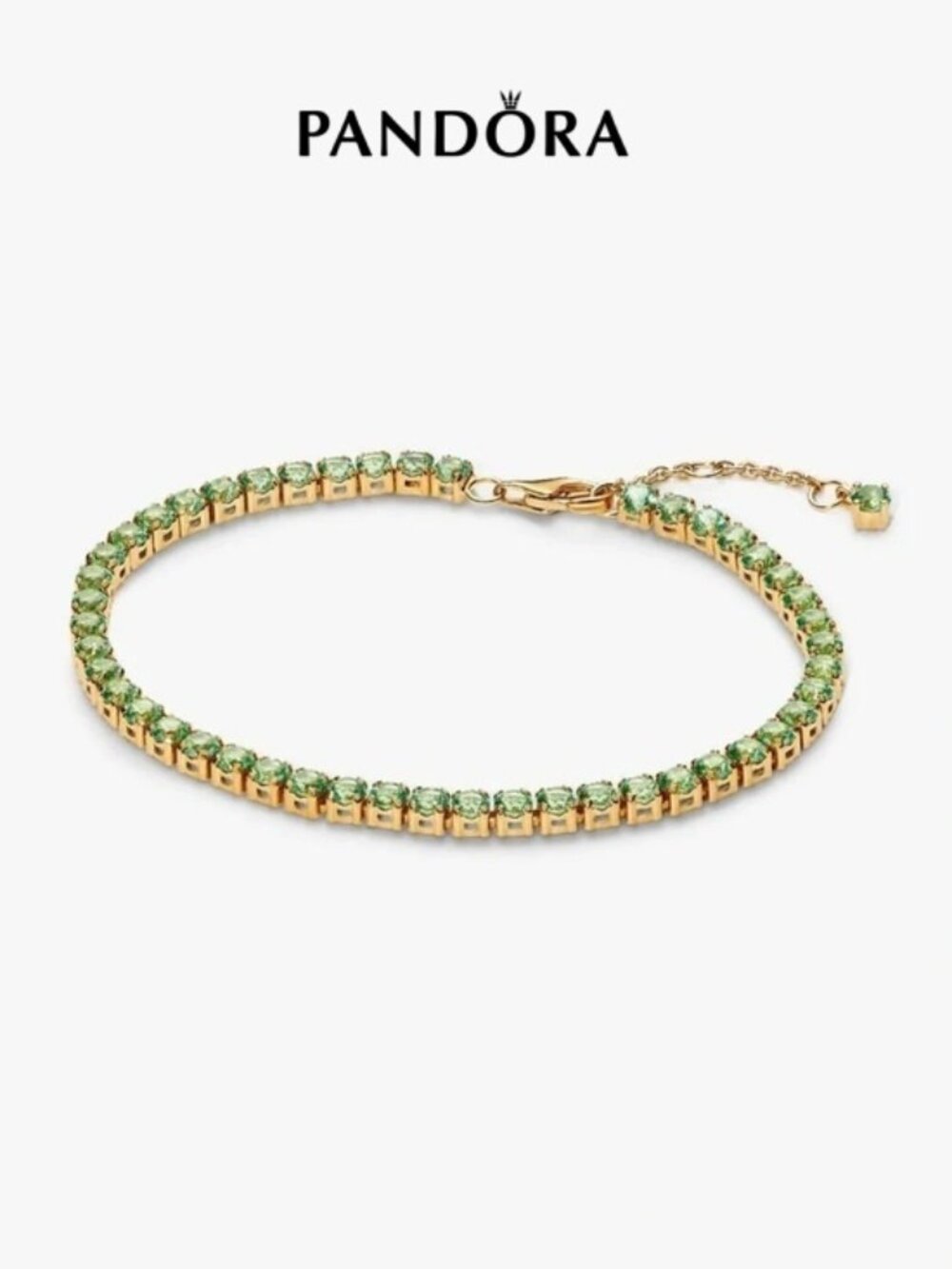 Pandora Gold Bracelet with Green Stones - Women Jewelry